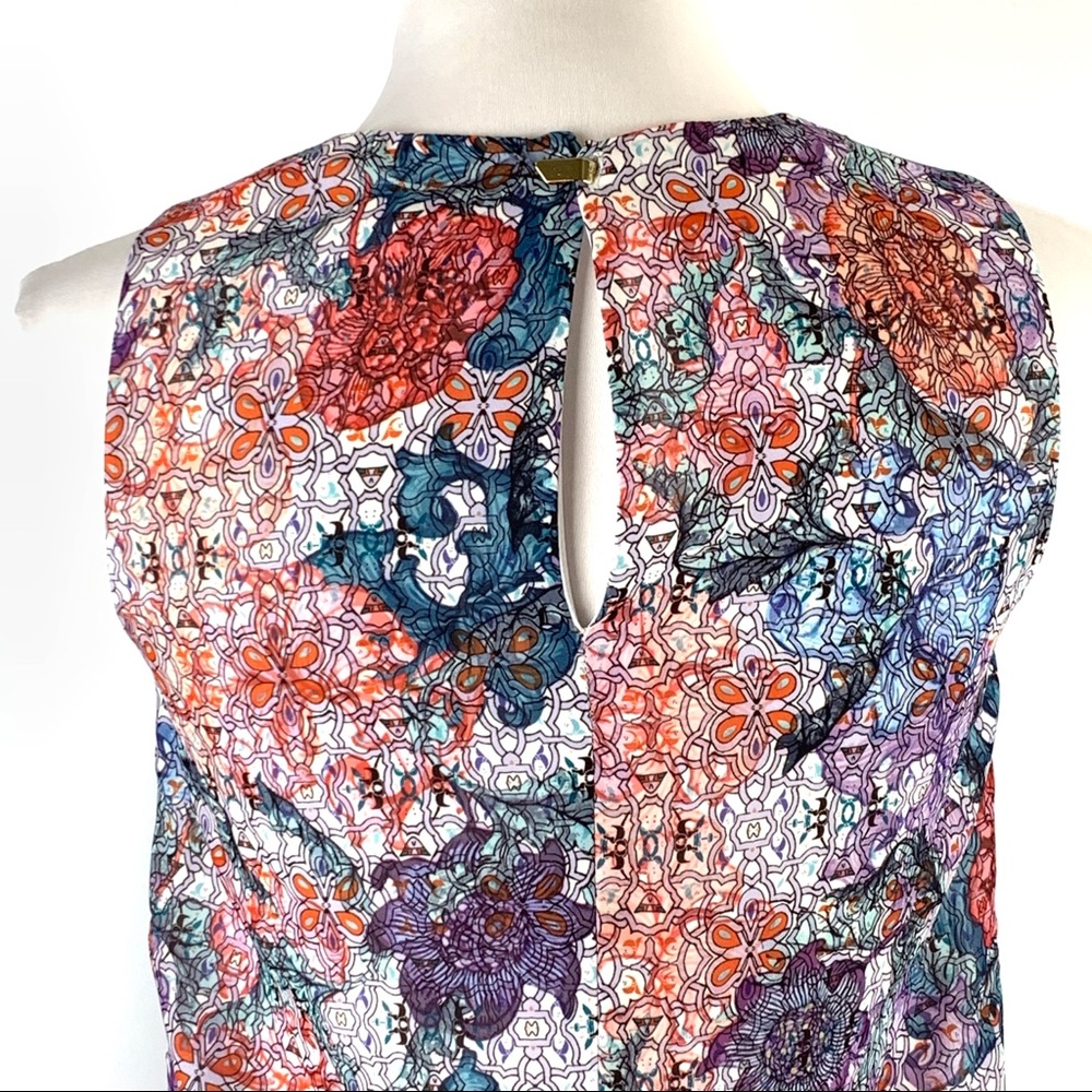 H&M Floral Blue and Red Lightweight Sleeveless Mini Shift Dress size 4 - Picture 9 of 16